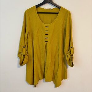 Soft Surroundings Top Mustard M Women’s Textured Lagenlook Tunic